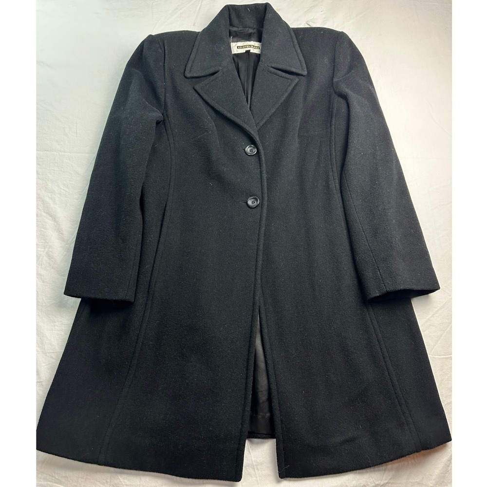 Kristen Blake Studio Collection Black Wool Blend Coat Petite 6P Mid Length